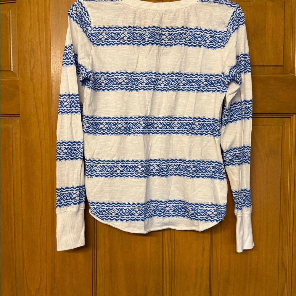 Anthropologie Chic Blue and White Striped Long Sleeve Top - Picture 2 of 3